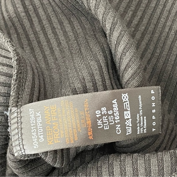 Topshop Bodysuit Ribbed Square Neck in Black Size 6 - Picture 10 of 12